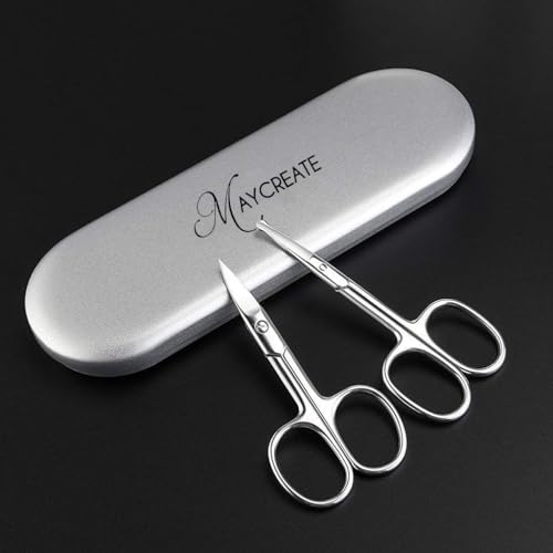 MAYCREATE® 2pcs Nose Scissors Beard Mustache Eyebrow Trimmer Stainless Steel Set with Storage Box Silver X3 MAYCREATE® 2pcs Nose Scissors Beard Mustache Eyebrow Trimmer Stainless Steel Set with Storage Box Silver X3